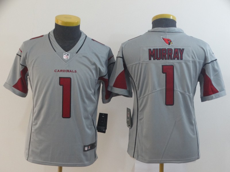 Youth Arizona Cardinals #1 Kyler Murray Silver Inverted Legend Stitched NFL Jersey